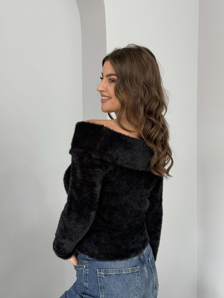 HIGH NECK FLUFFY WOMEN SWEATER BLACK/ E ZEZE - 4