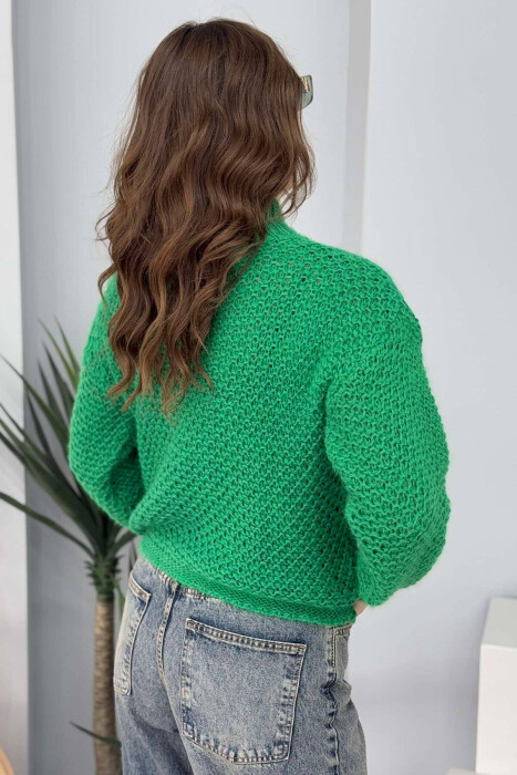 HIGH NECK KNITTED WOMEN SWEATER GREEN/JESHILE - 2