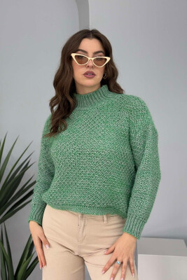 HIGH NECK KNITTED WOMEN SWEATER MINT/MENTE 