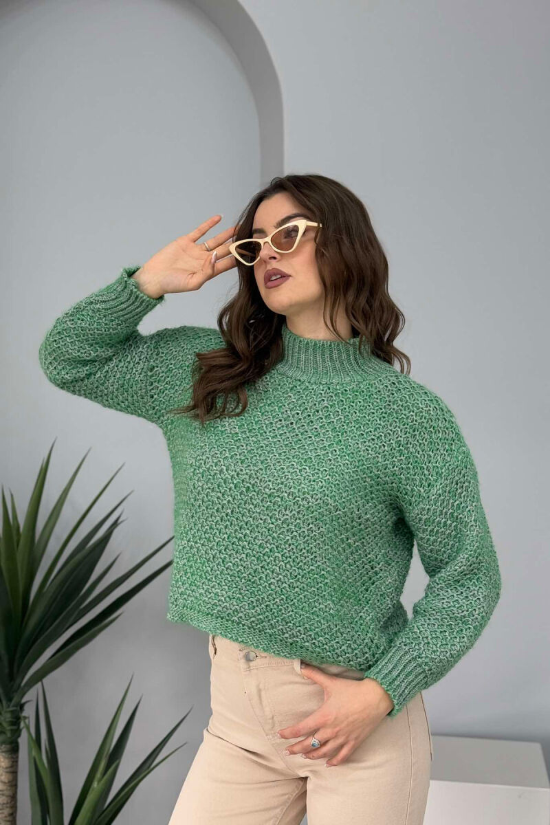 HIGH NECK KNITTED WOMEN SWEATER MINT/MENTE - 3