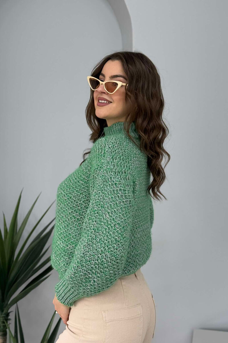 HIGH NECK KNITTED WOMEN SWEATER MINT/MENTE - 4