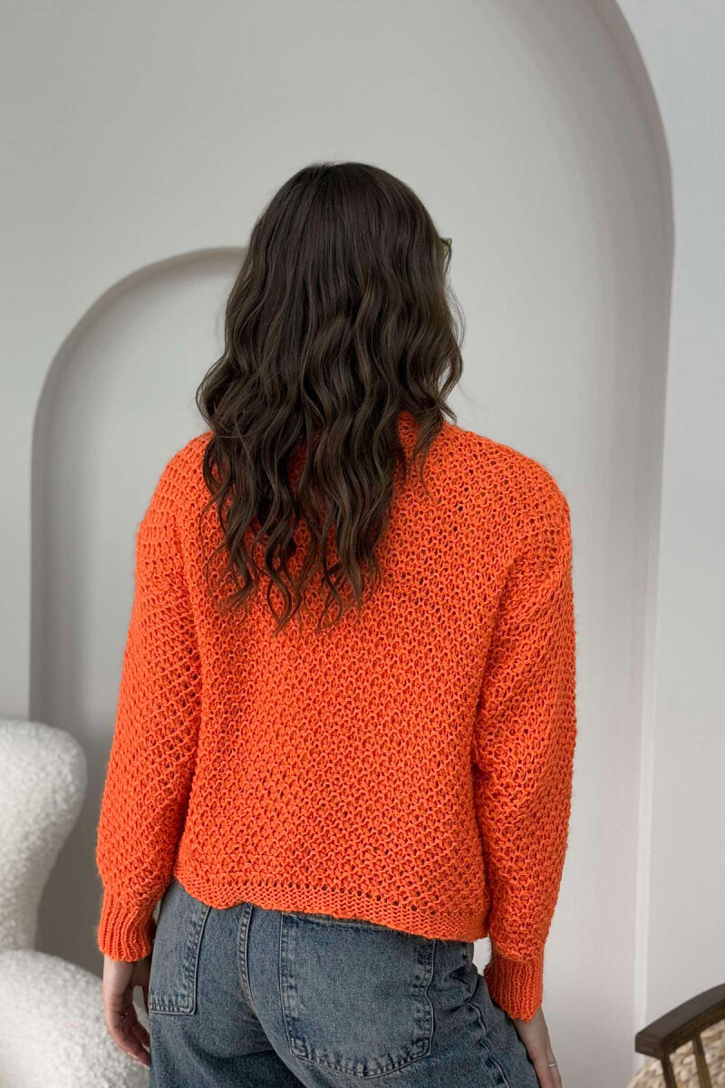 HIGH NECK KNITTED WOMEN SWEATER ORANGE/PORTOKALLI - 2