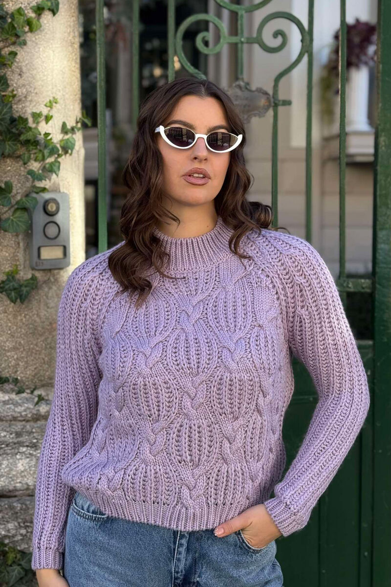 HIGH NECK KNITTED WOMEN SWEATER PURPLE/LEJLA - 4