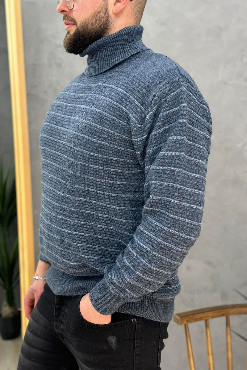 HIGH NECK LINE MEN SWEATER BLUE/BLU - 2