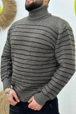 HIGH NECK LINE MEN SWEATER BROWN/KAFE 