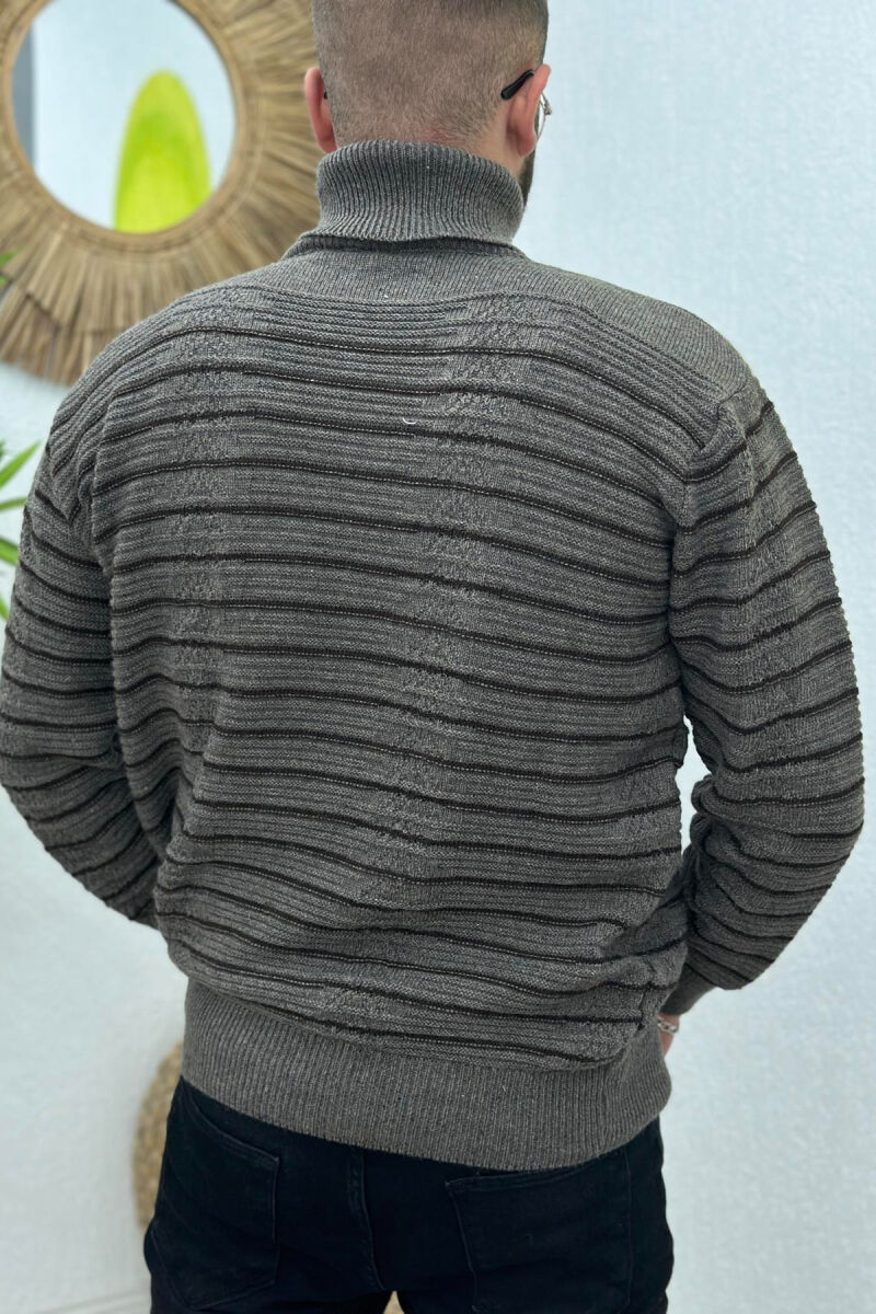 HIGH NECK LINE MEN SWEATER BROWN/KAFE - 3