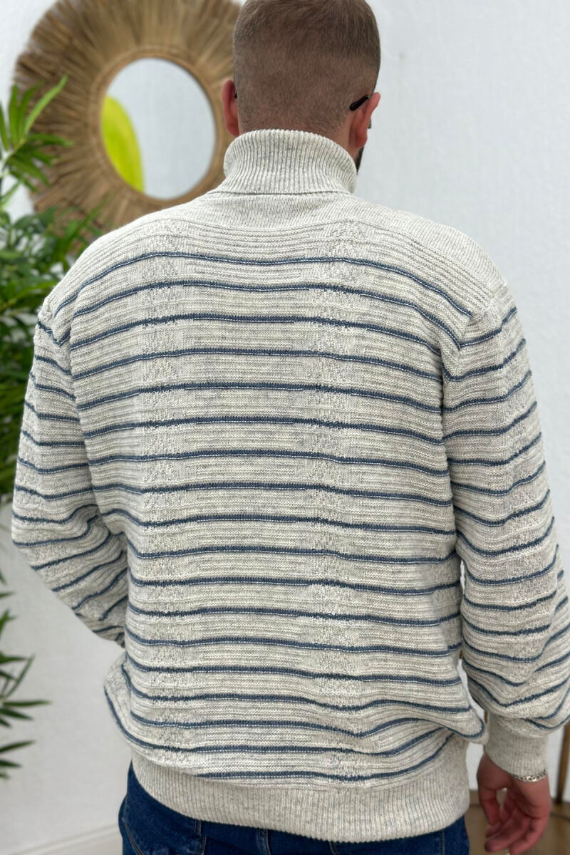 HIGH NECK LINE MEN SWEATER CREAM/KREM - 3