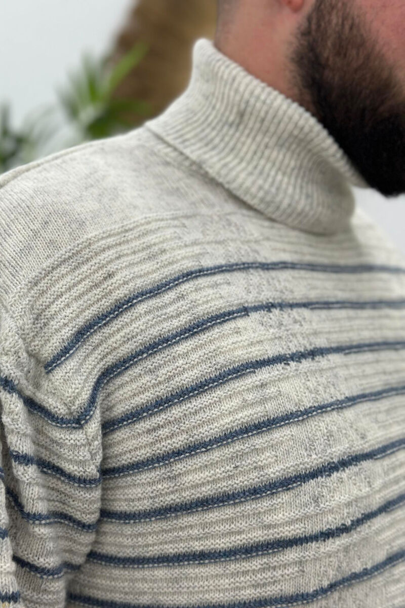 HIGH NECK LINE MEN SWEATER CREAM/KREM - 4