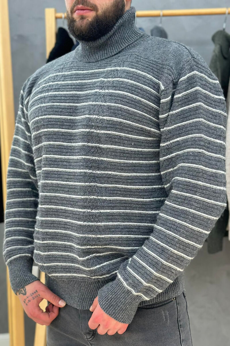 HIGH NECK LINE MEN SWEATER DARK GREY/GEE - 1