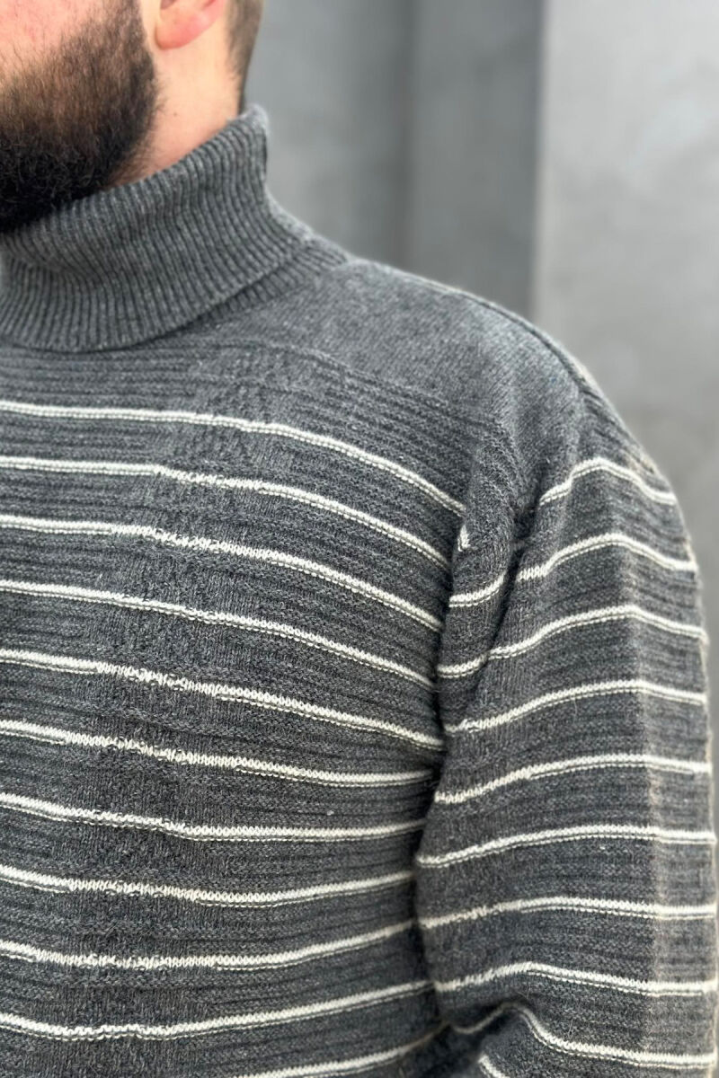 HIGH NECK LINE MEN SWEATER DARK GREY/GEE - 2