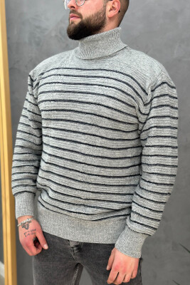 HIGH NECK LINE MEN SWEATER LIGHT GREY/GZ 