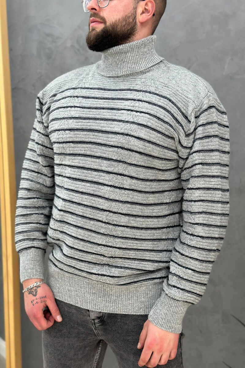 HIGH NECK LINE MEN SWEATER LIGHT GREY/GZ - 1