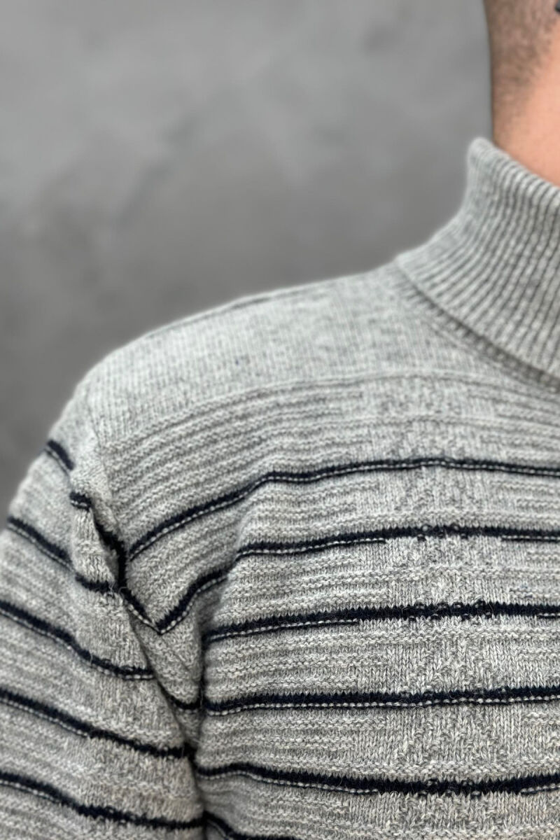 HIGH NECK LINE MEN SWEATER LIGHT GREY/GZ - 4