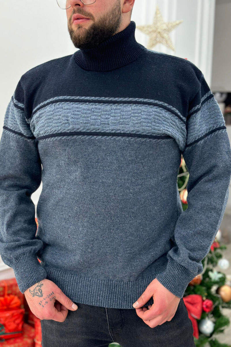 HIGH NECK LINES MAN SWEATER BLUE/BLU - 2