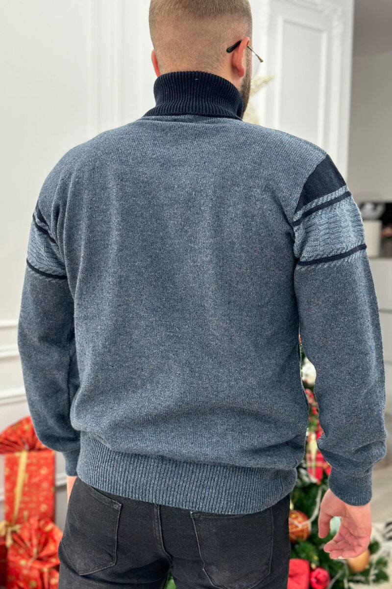 HIGH NECK LINES MAN SWEATER BLUE/BLU - 3