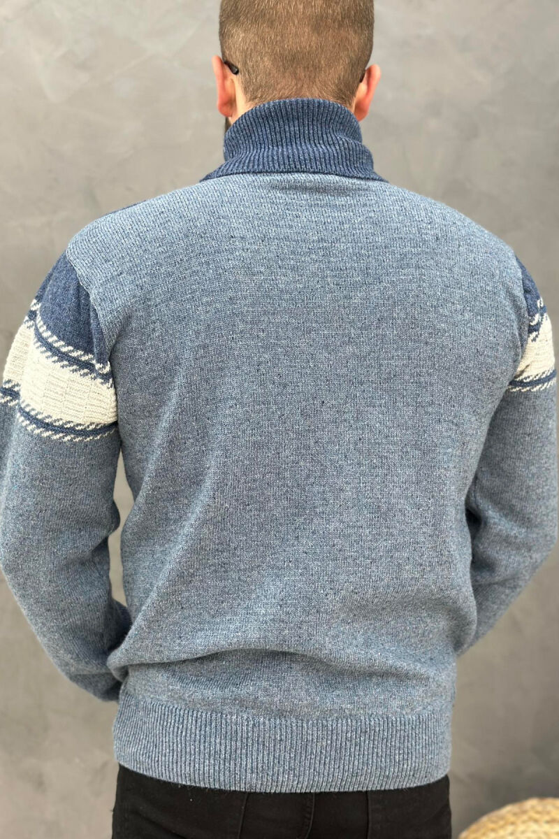 HIGH NECK LINES MAN SWEATER LIGHTBLUE/BZ - 3