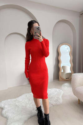 HIGH NECK LONG WOMEN DRESS ORANGE/PORTOKALLI 