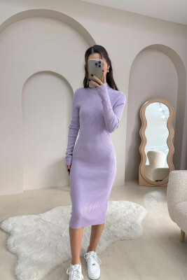 HIGH NECK LONG WOMEN DRESS PURPLE/LEJLA 