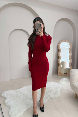 HIGH NECK LONG WOMEN DRESS RED/E KUQE 