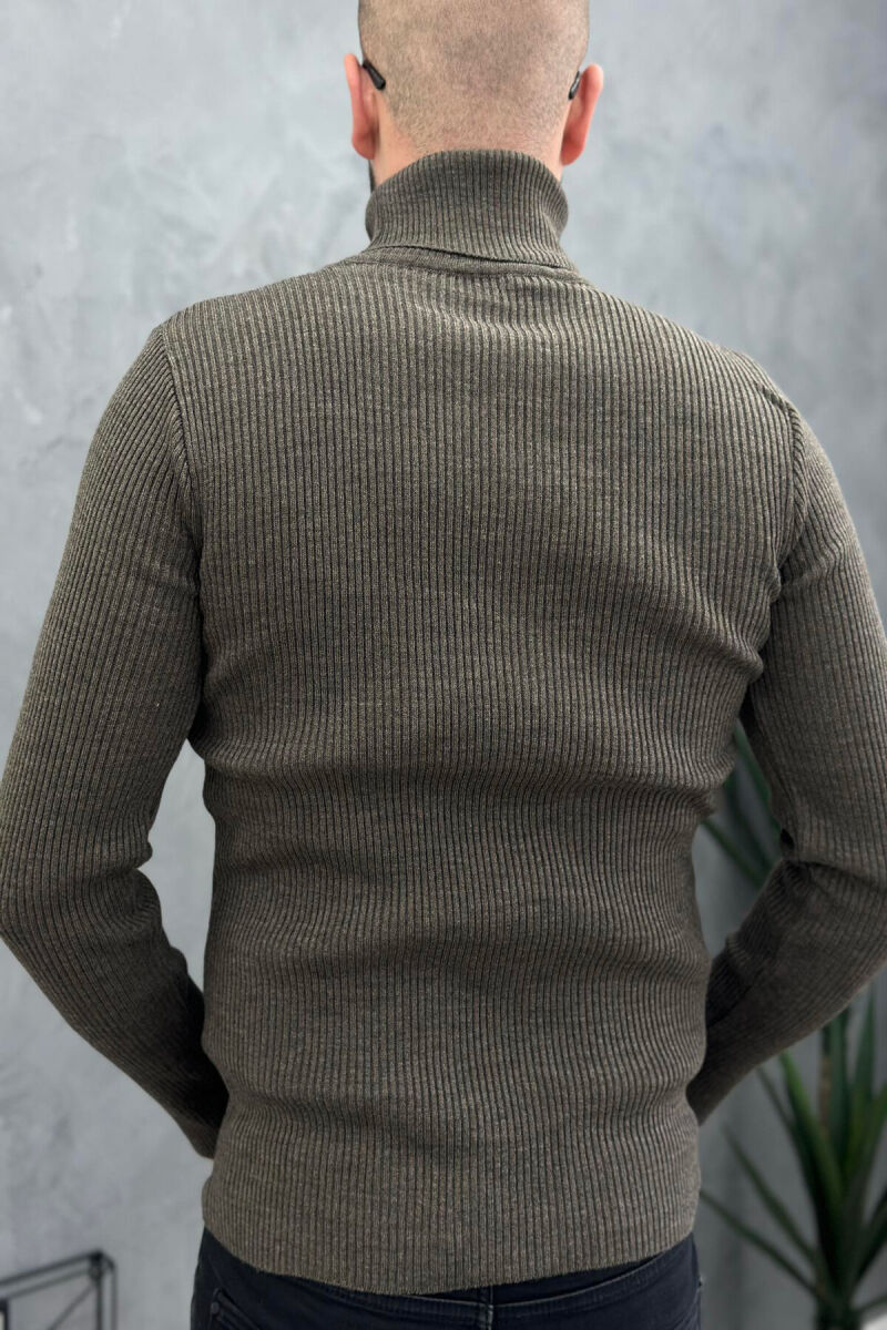 HIGH NECK MEN CARDIGAN BROWN/KAFE - 5