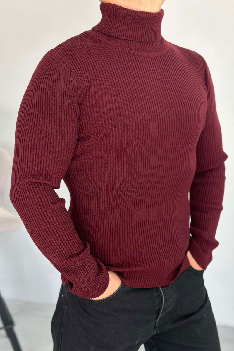 HIGH NECK MEN CARDIGAN BURGUNDY/VISHNJE - 1