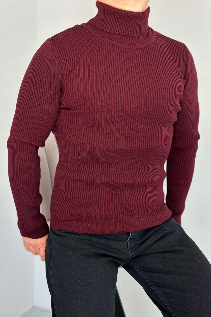 HIGH NECK MEN CARDIGAN BURGUNDY/VISHNJE - 3