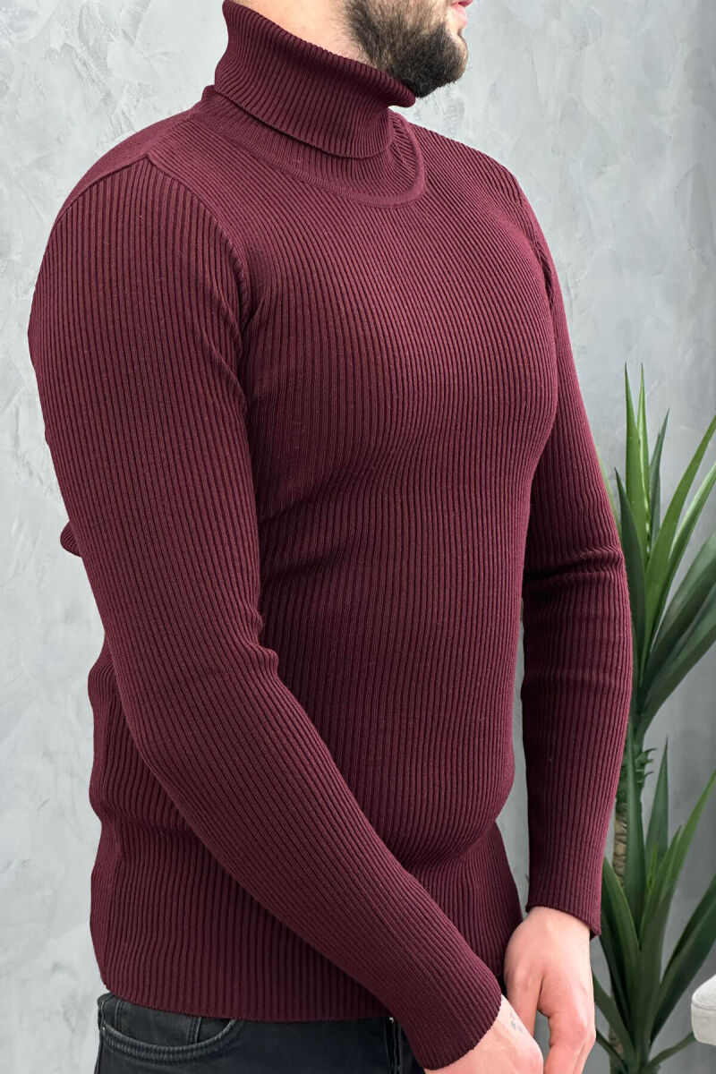 HIGH NECK MEN CARDIGAN BURGUNDY/VISHNJE - 3