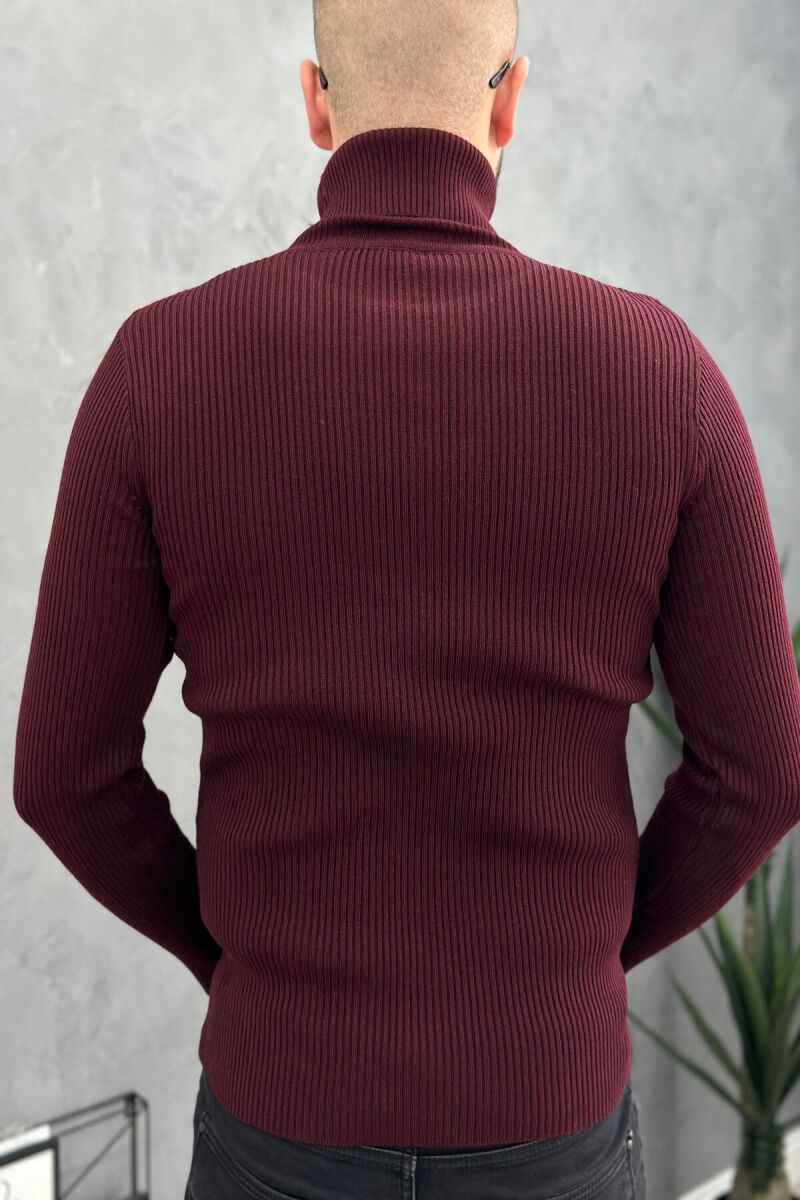 HIGH NECK MEN CARDIGAN BURGUNDY/VISHNJE - 4