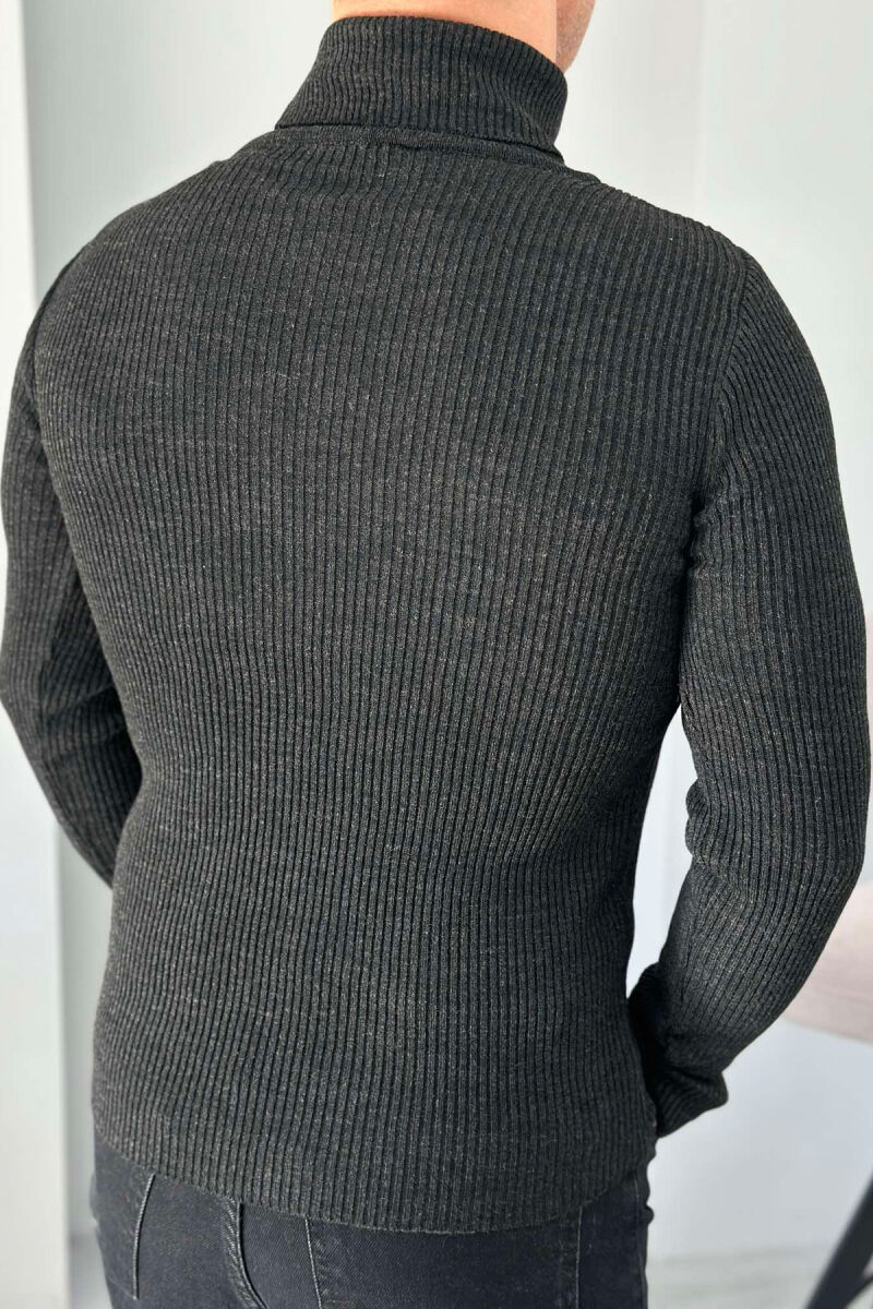 HIGH NECK MEN CARDIGAN DARK GREY/GEE - 3