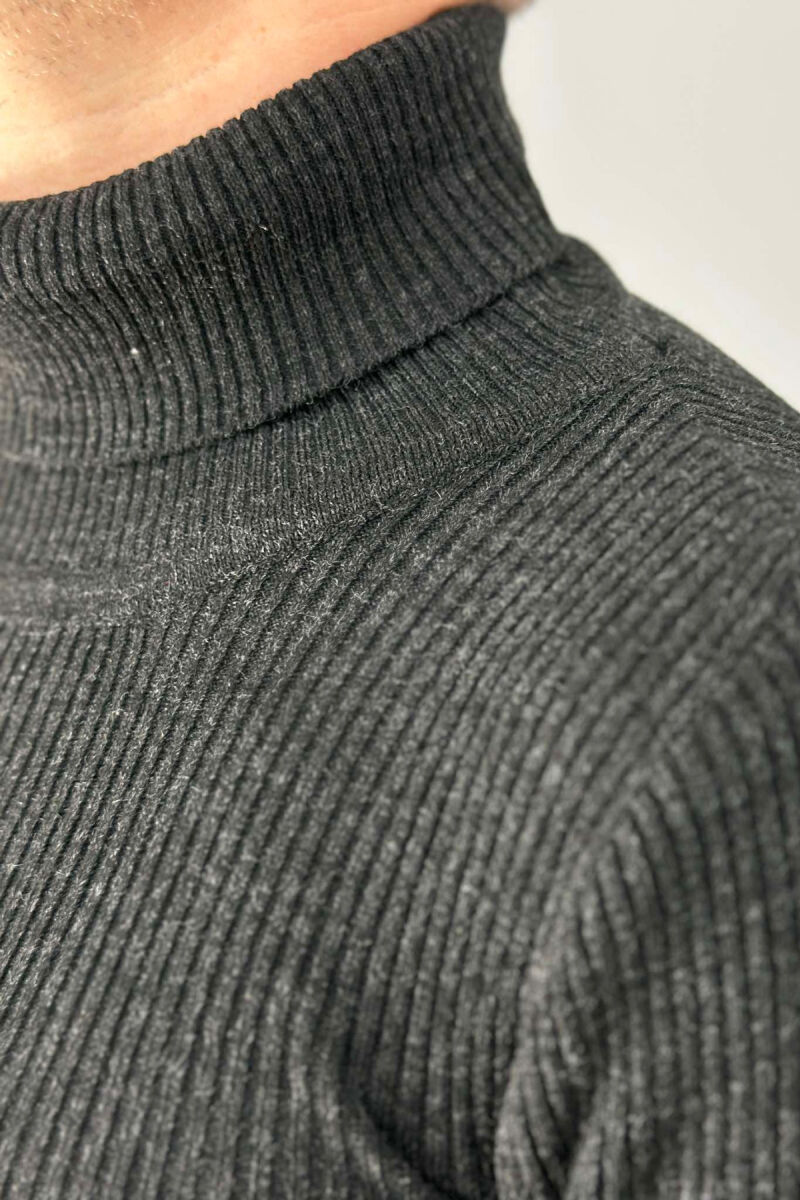 HIGH NECK MEN CARDIGAN DARK GREY/GEE - 4