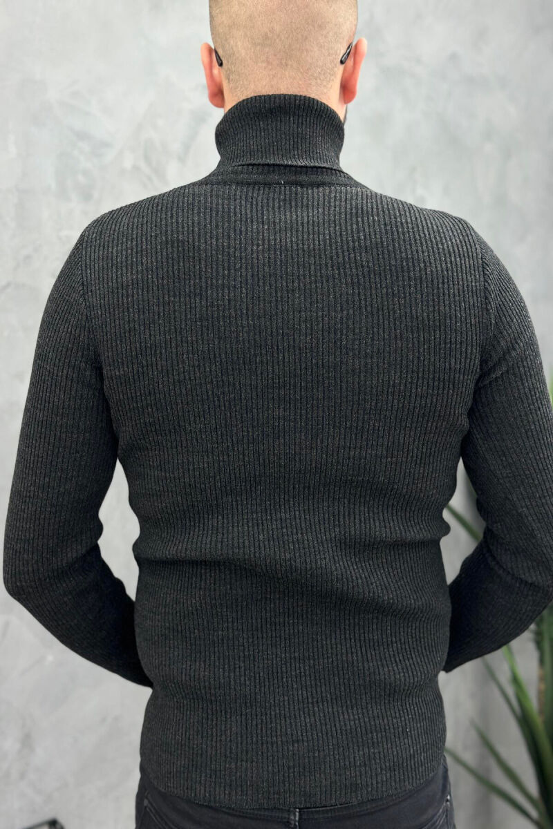 HIGH NECK MEN CARDIGAN DARK GREY/GEE - 4