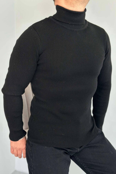 HIGH NECK MEN CARDIGAN IN BLACK COLOR 