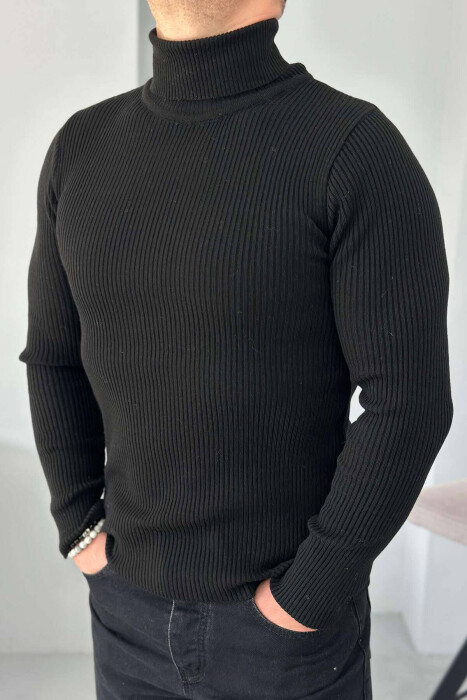 HIGH NECK MEN CARDIGAN IN BLACK COLOR - 2