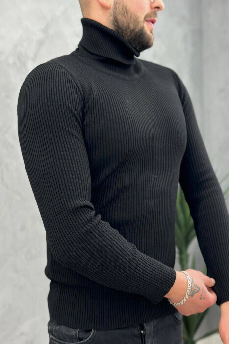 HIGH NECK MEN CARDIGAN IN BLACK COLOR - 9