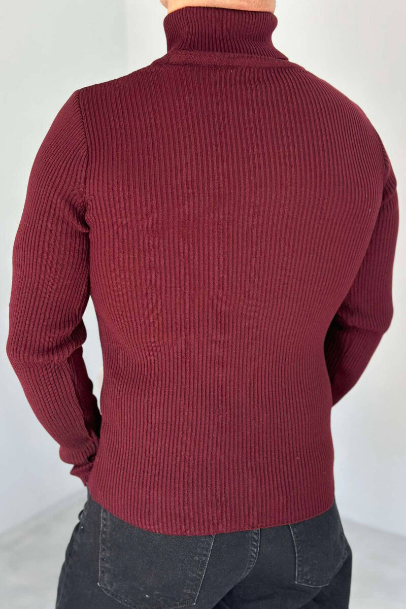 HIGH NECK MEN CARDIGAN IN BURGUNDY COLOR - 2