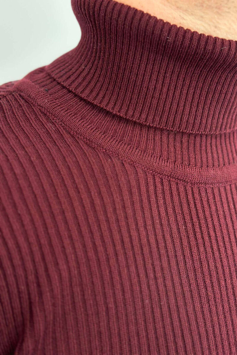 HIGH NECK MEN CARDIGAN IN BURGUNDY COLOR - 4