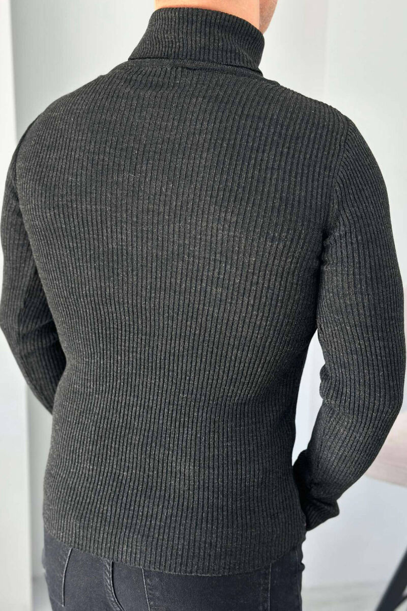 HIGH NECK MEN CARDIGAN IN DARK GREY COLOR - 3