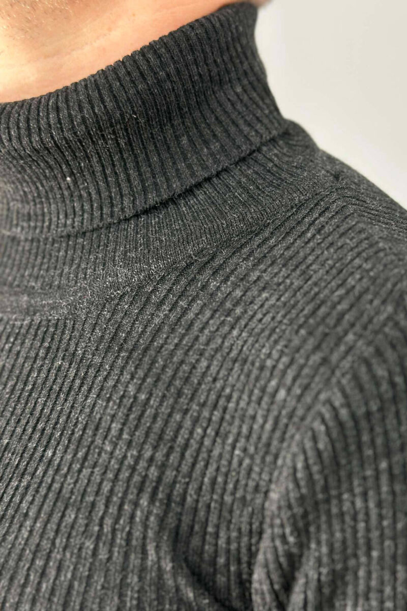 HIGH NECK MEN CARDIGAN IN DARK GREY COLOR - 4