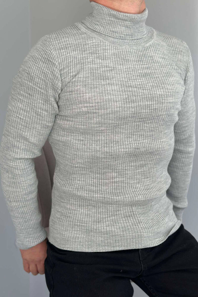 HIGH NECK MEN CARDIGAN IN LIGHT GREY COLOR - 1