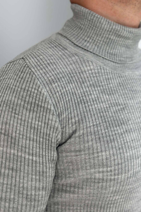 HIGH NECK MEN CARDIGAN IN LIGHT GREY COLOR - 3