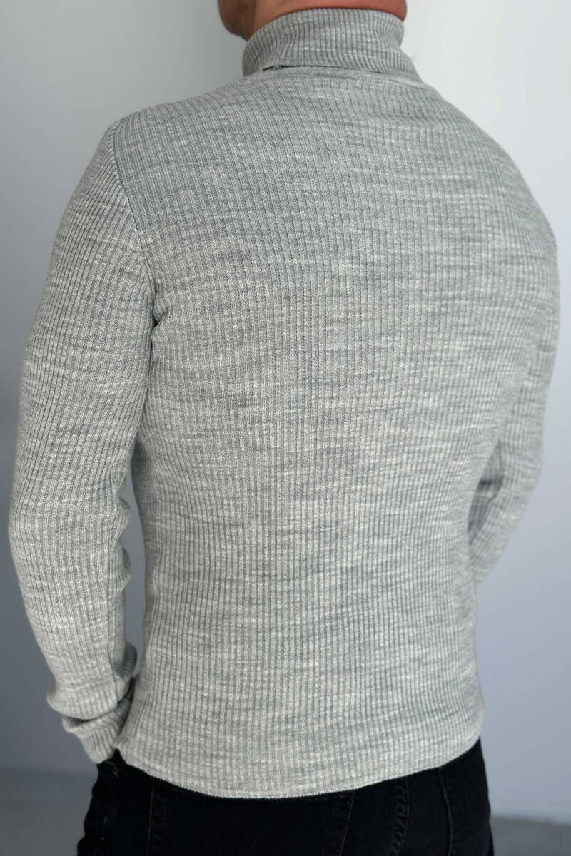 HIGH NECK MEN CARDIGAN IN LIGHT GREY COLOR - 4