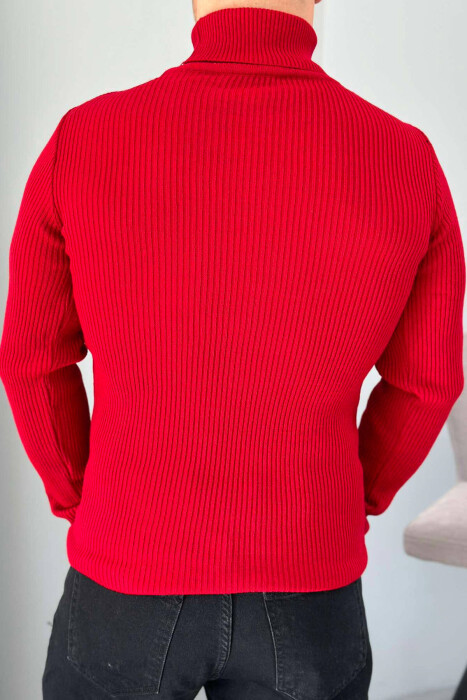 HIGH NECK MEN CARDIGAN IN RED COLOR - 2