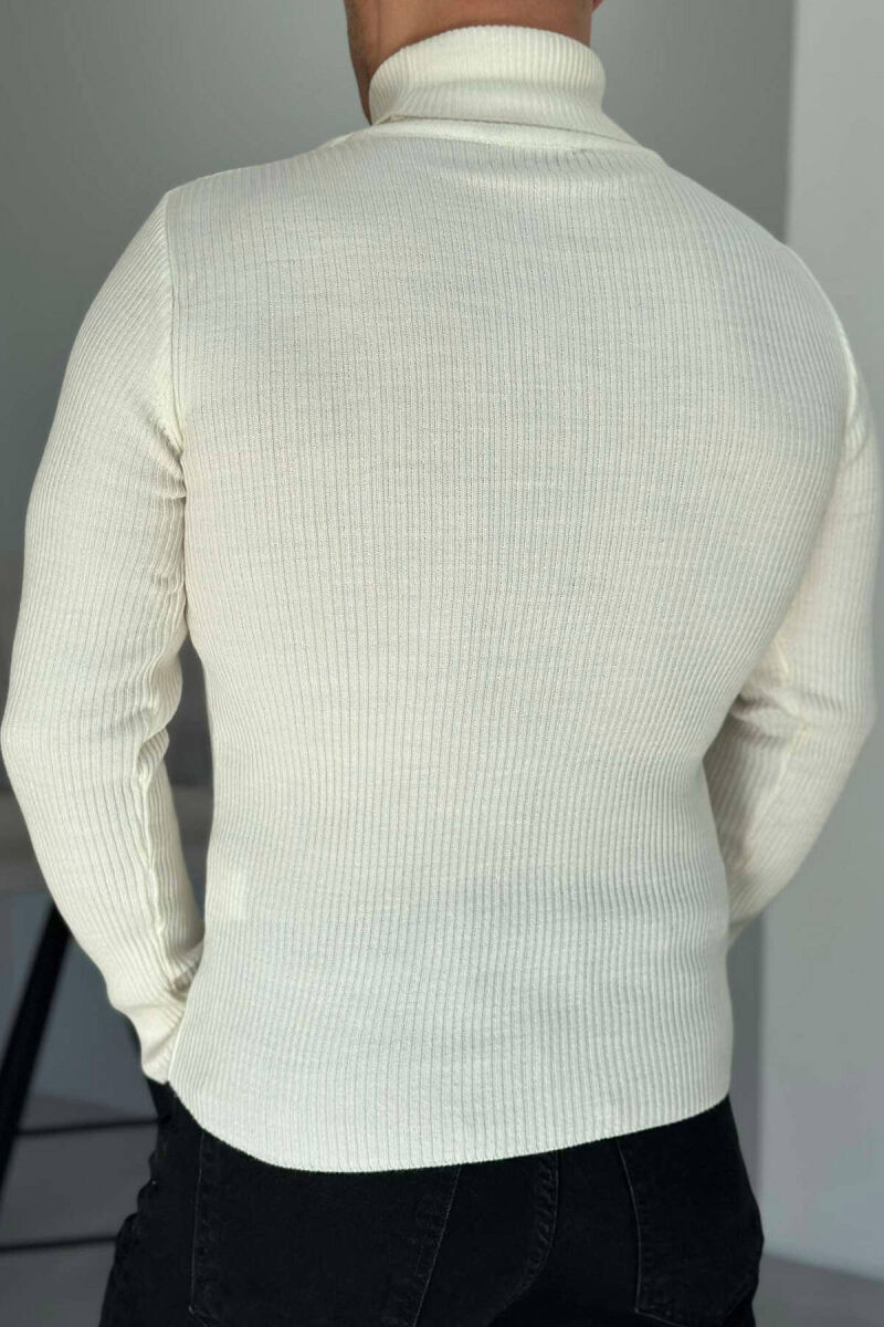 HIGH NECK MEN CARDIGAN IN WHITE COLOR - 4