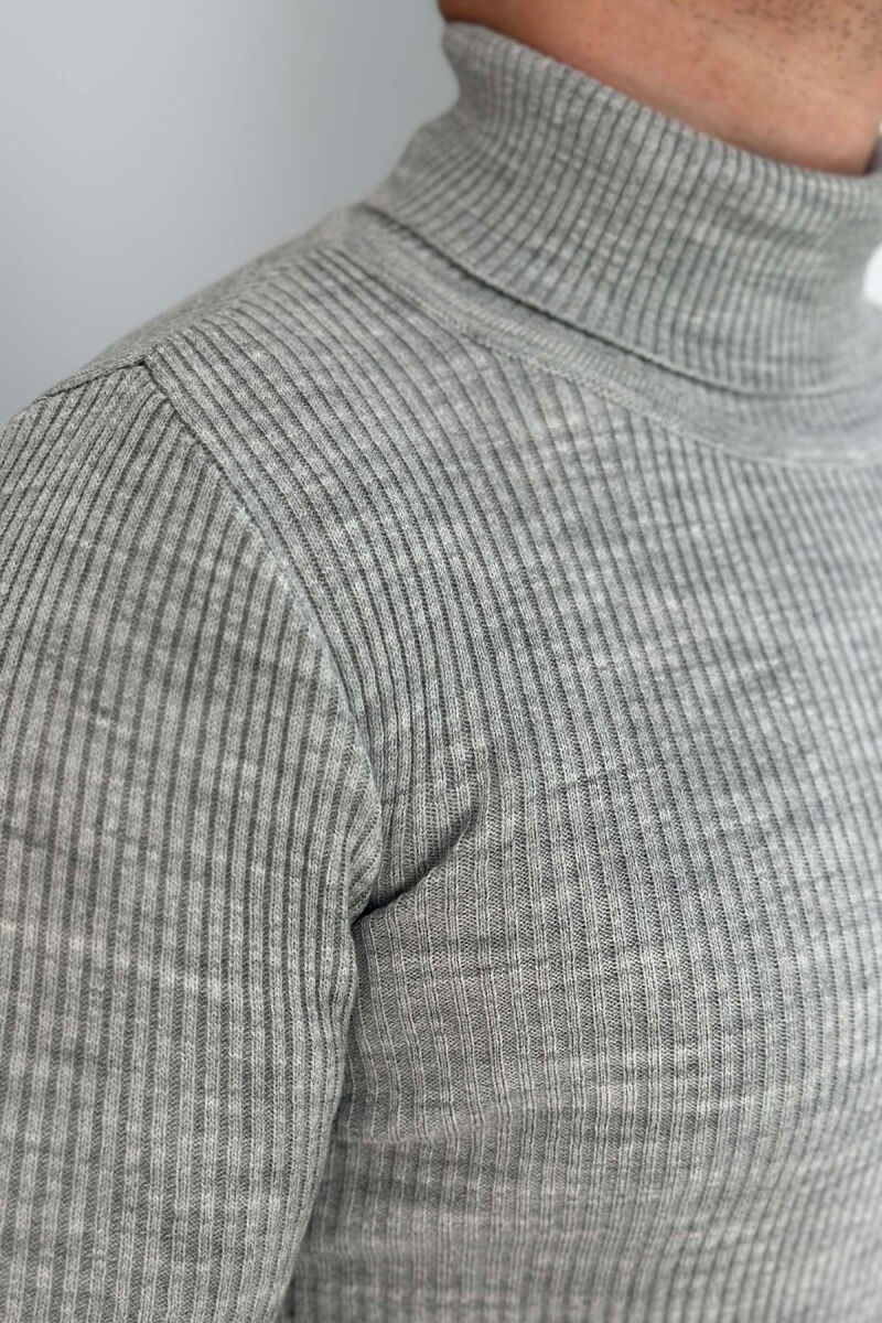 HIGH NECK MEN CARDIGAN LIGHT GREY/GZ - 3