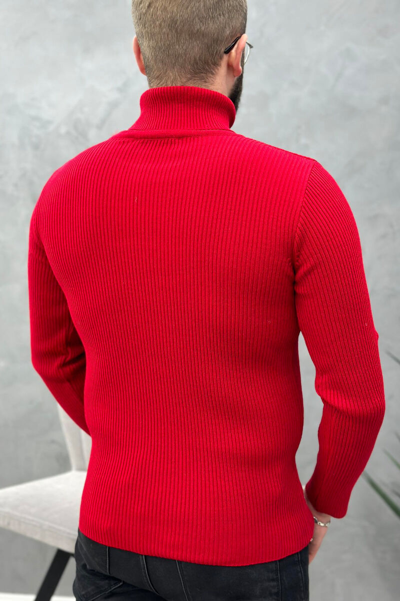 HIGH NECK MEN CARDIGAN RED/E KUQE - 2