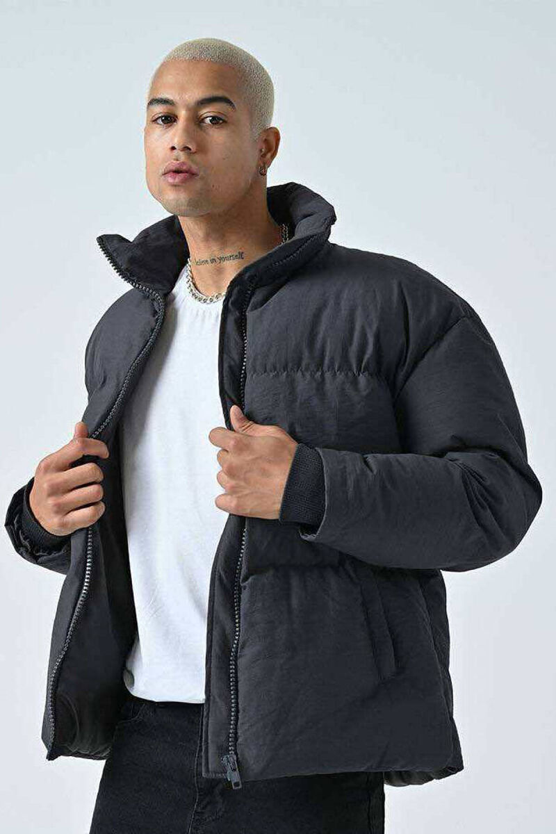 HIGH NECK MEN PUFFER JACKET DARK GREY/GEE - 2