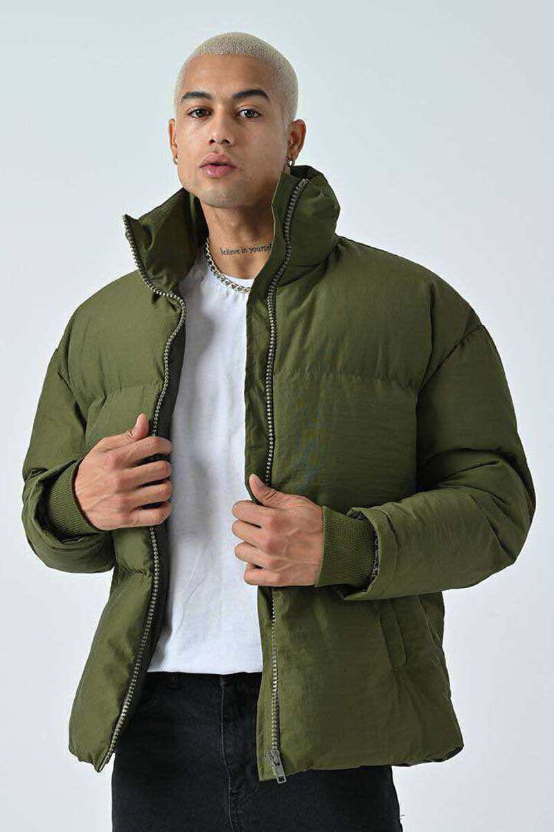 HIGH NECK MEN PUFFER JACKET GREEN/JESHILE - 2