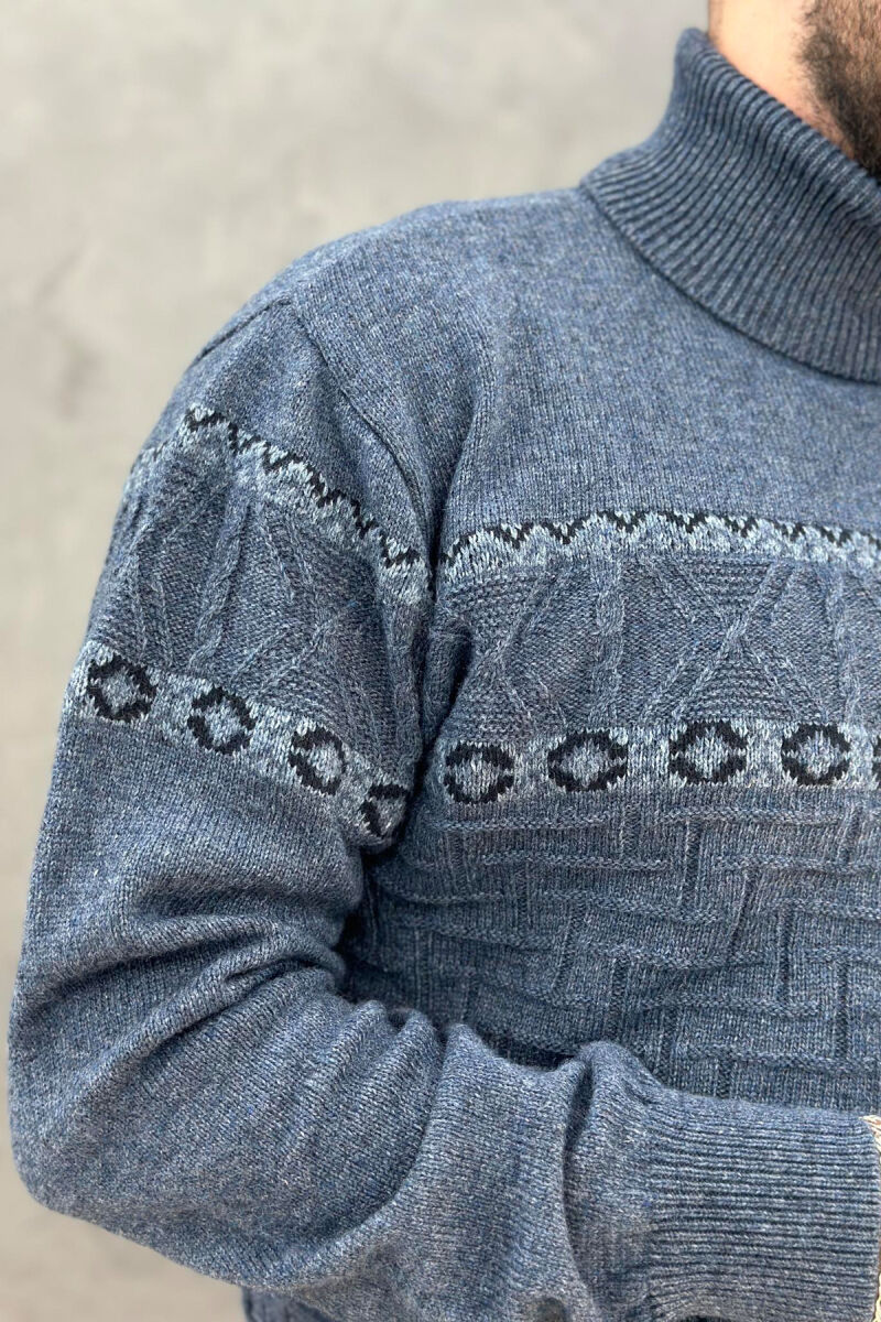 HIGH NECK MEN SWEATER BLUE/BLU - 3