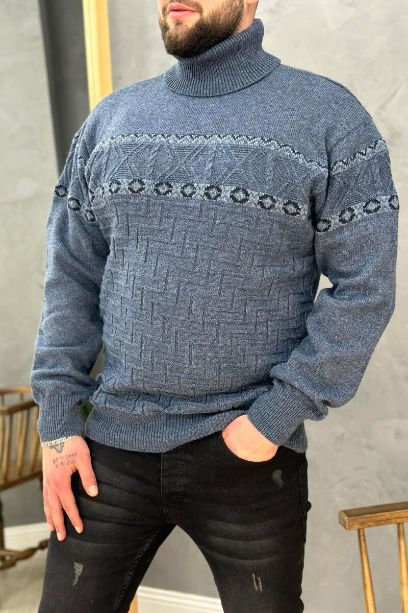 HIGH NECK MEN SWEATER BLUE/BLU - 4