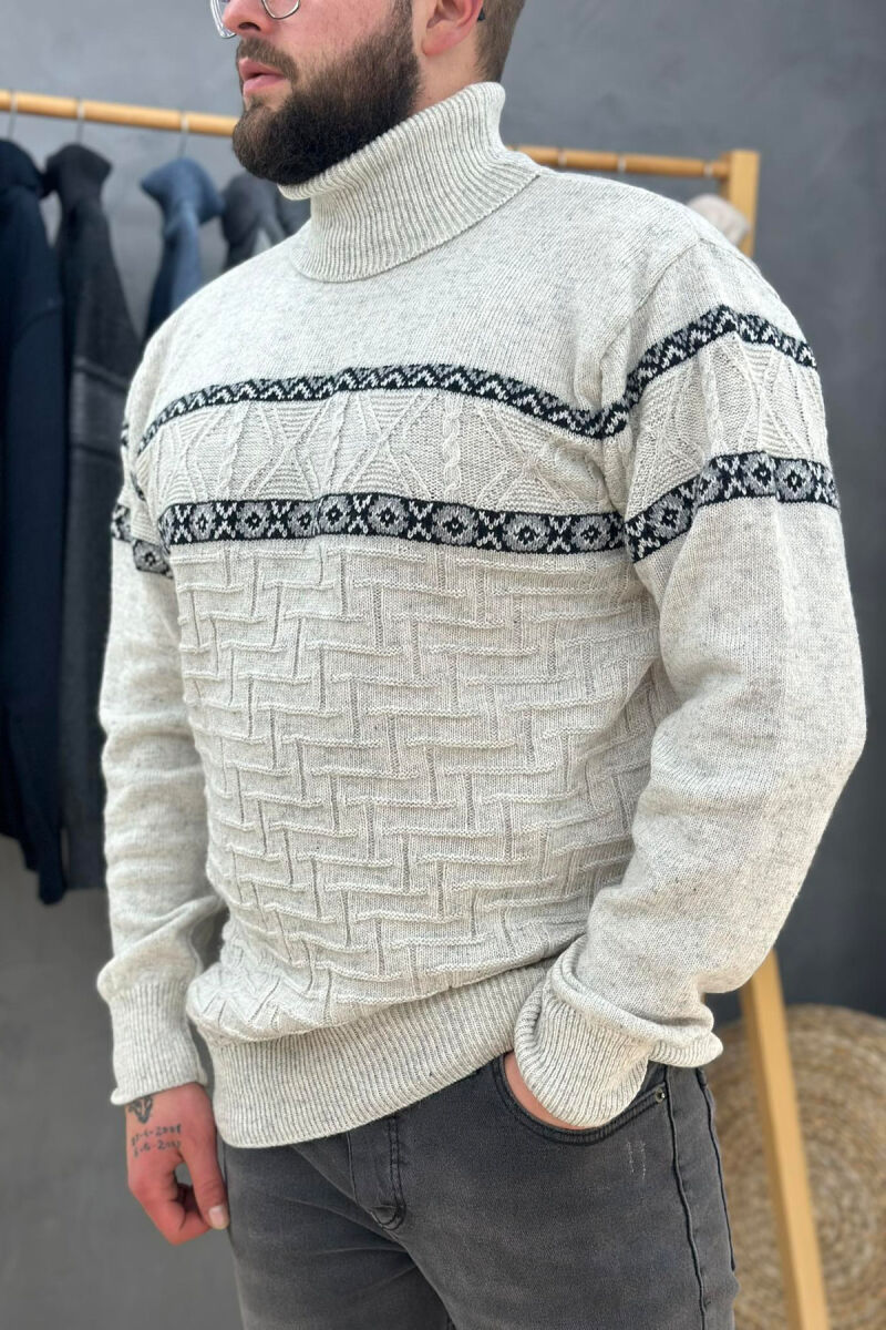 HIGH NECK MEN SWEATER CREAM/KREM - 2